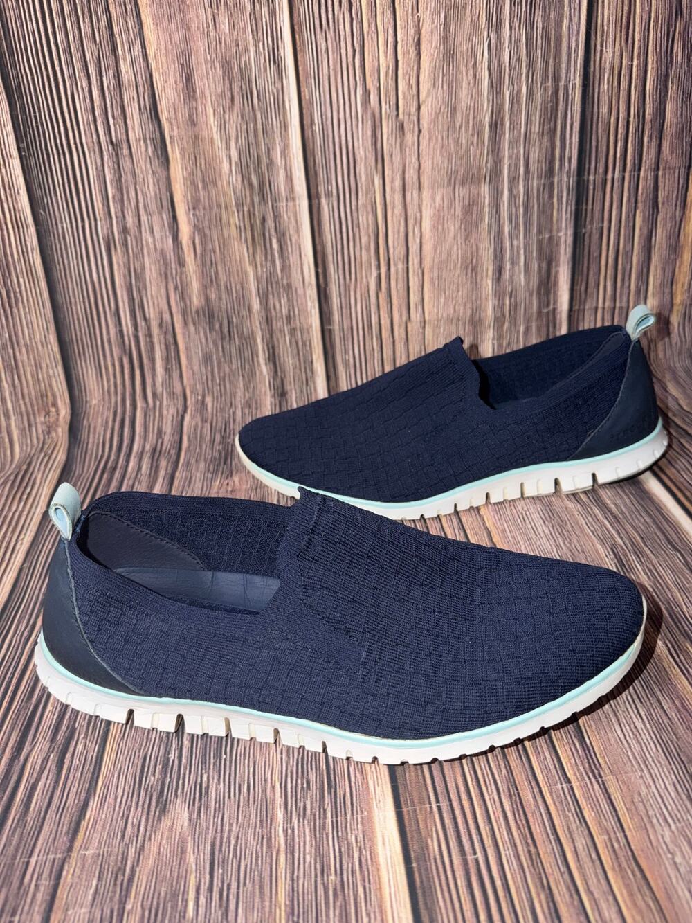 Cole Haan ZerøGrand Navy Knit Slip-On Sneakers Women’s Size 10 B